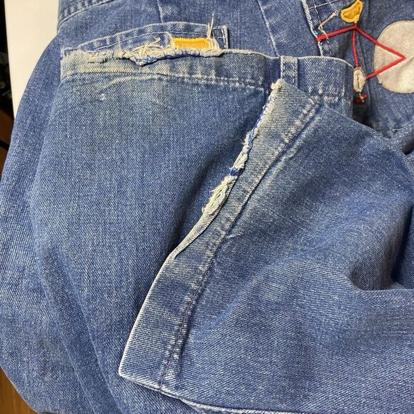 Vintage 70s City Girl Straight Leg Embroidered Bicycle Bike Jeans High Waist 26" - Picture 14 of 15